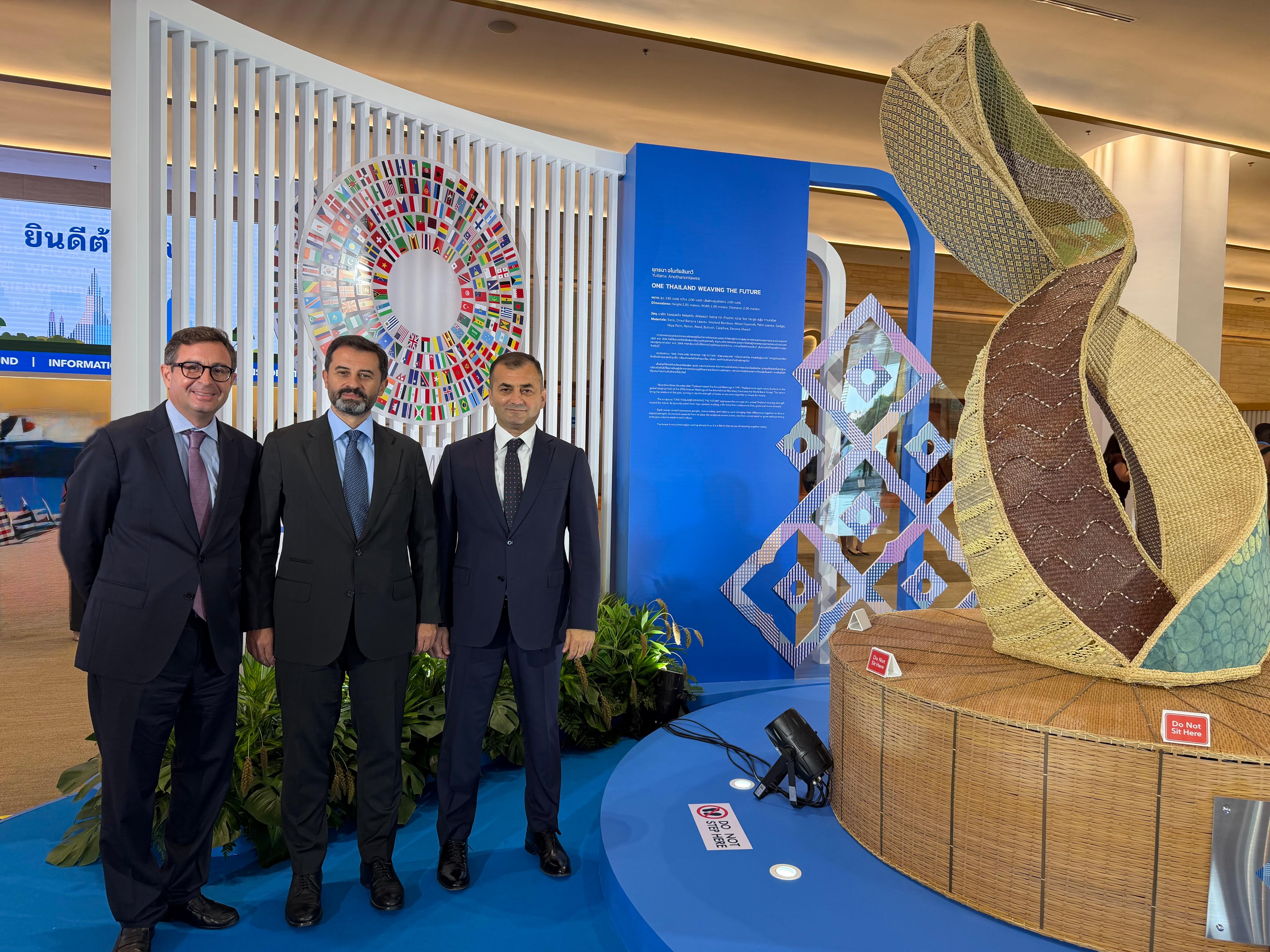 Dr. Serhat Köksal, President of BSTDB, Ziya Aliyev, Vice President Banking, Asterios Tsoukalas, Secretary General during the 2026 IMF–World Bank Annual Meetings in Bangkok