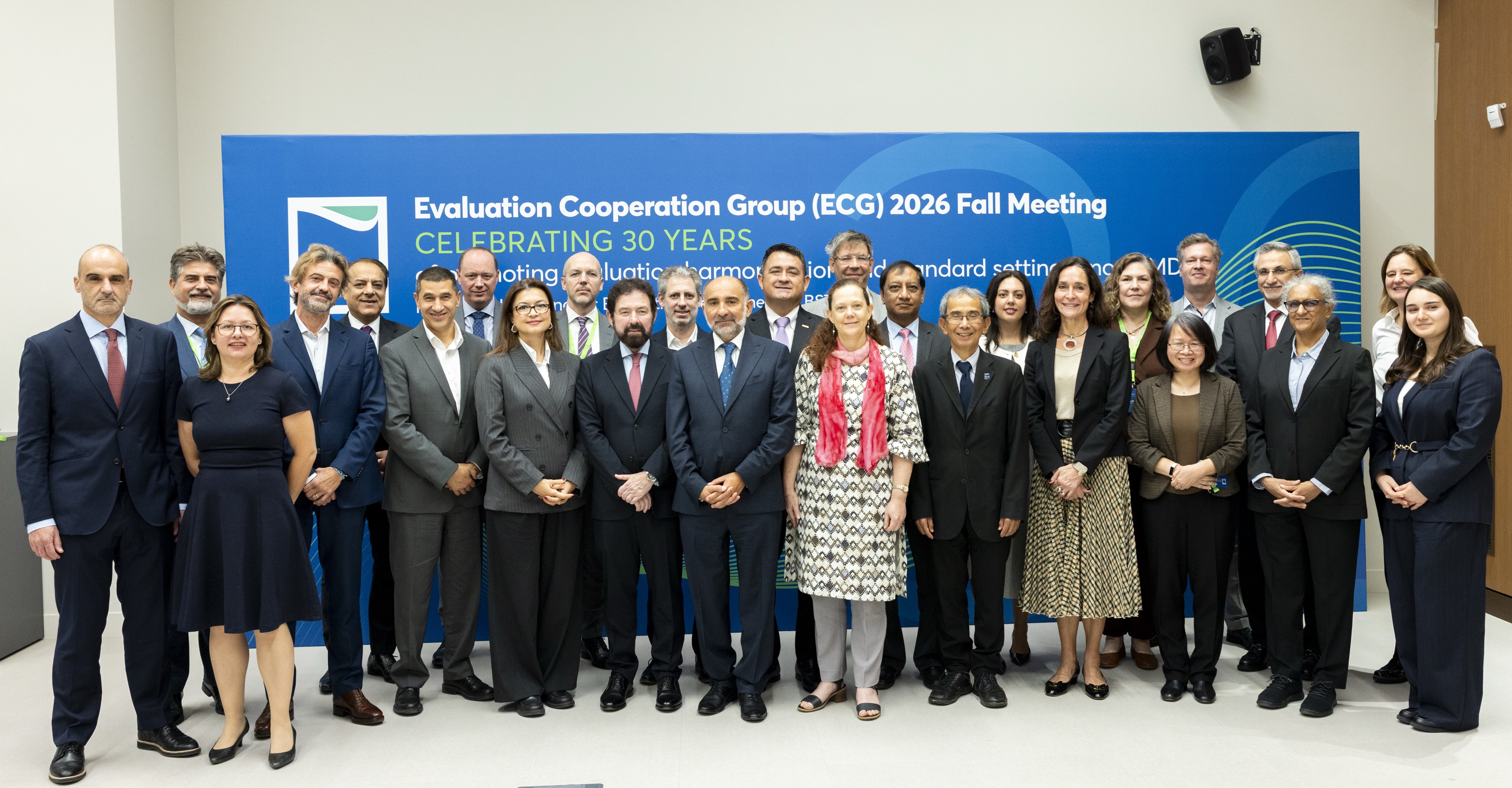 Group photo of participants at the Evaluation Cooperation Group (ECG) 2026 Fall Meeting.